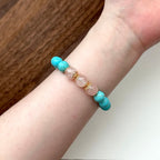 BS173 [Sagittarius Capricorn | December Birthday] Blue Turquoise Rose Quartz Gold-plated Bracelet