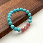 BS174 [Sagittarius Capricorn | December Birthday] Blue Turquoise Watermelon Glass Silver-plated Bracelet