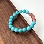 BS174 [Sagittarius Capricorn | December Birthday] Blue Turquoise Watermelon Glass Silver-plated Bracelet