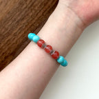 BS174 [Sagittarius Capricorn | December Birthday] Blue Turquoise Watermelon Glass Silver-plated Bracelet