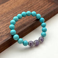 BS175 [Sagittarius Capricorn | December Birthday] Blue Turquoise Amethyst Flower Silver-plated Bracelet