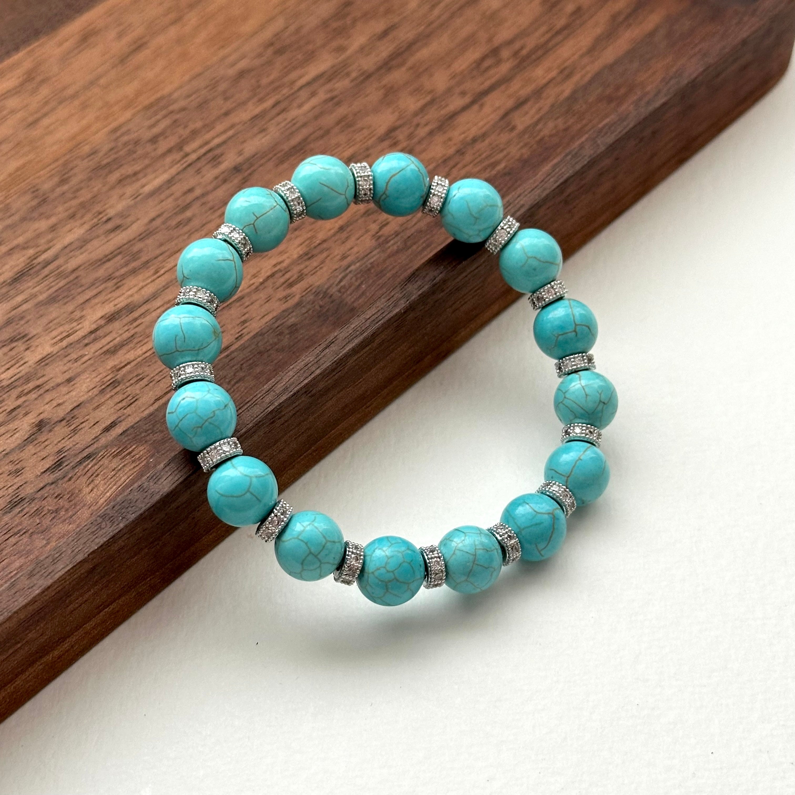 BS176 [Sagittarius Capricorn | December Birthday] Blue Turquoise Classic Silver-plated Bracelet