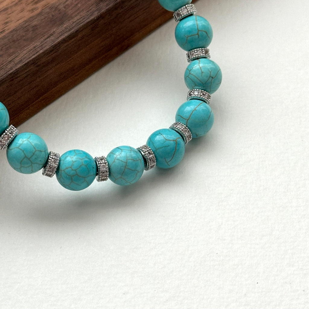 BS176 [Sagittarius Capricorn | December Birthday] Blue Turquoise Classic Silver-plated Bracelet