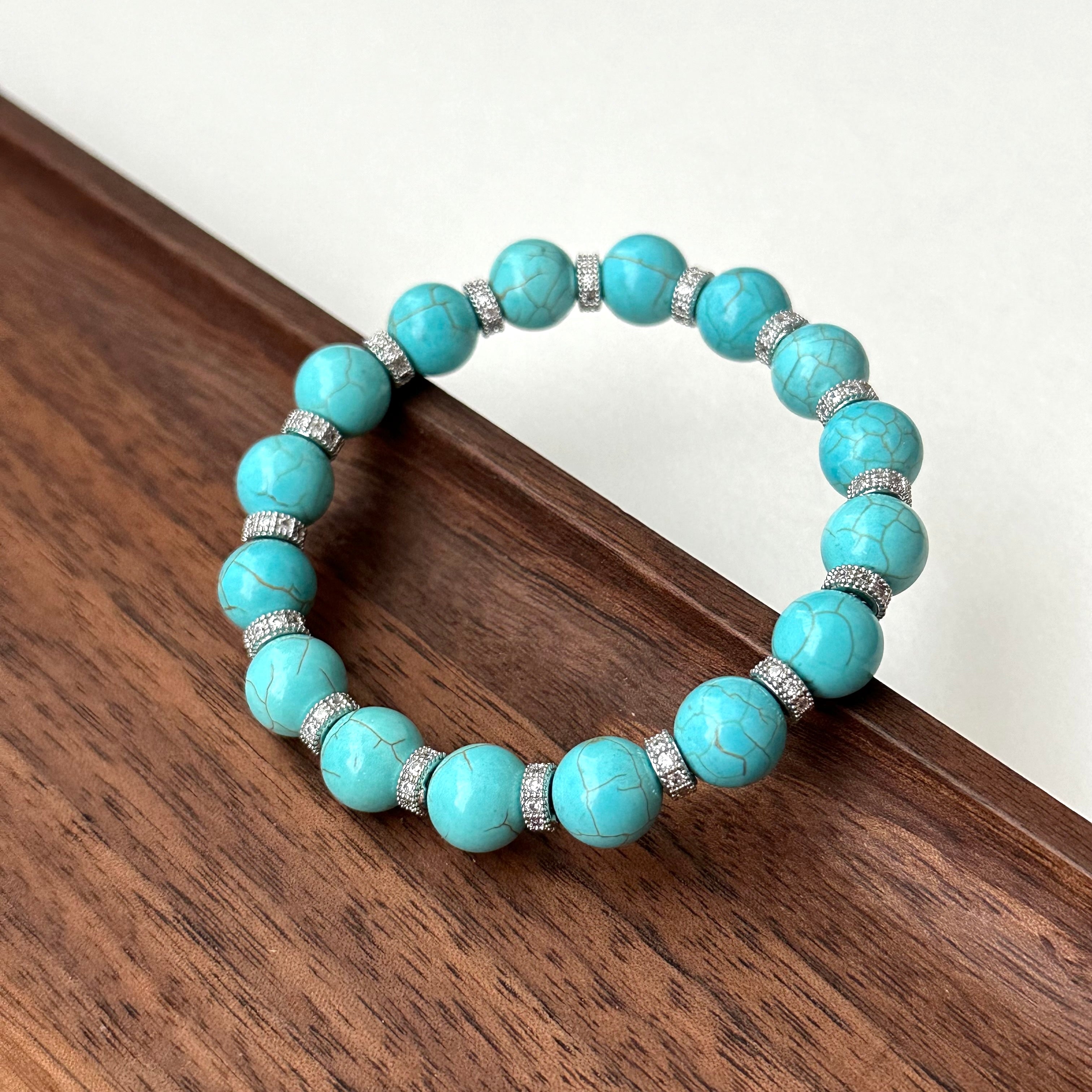 BS176 [Sagittarius Capricorn | December Birthday] Blue Turquoise Classic Silver-plated Bracelet