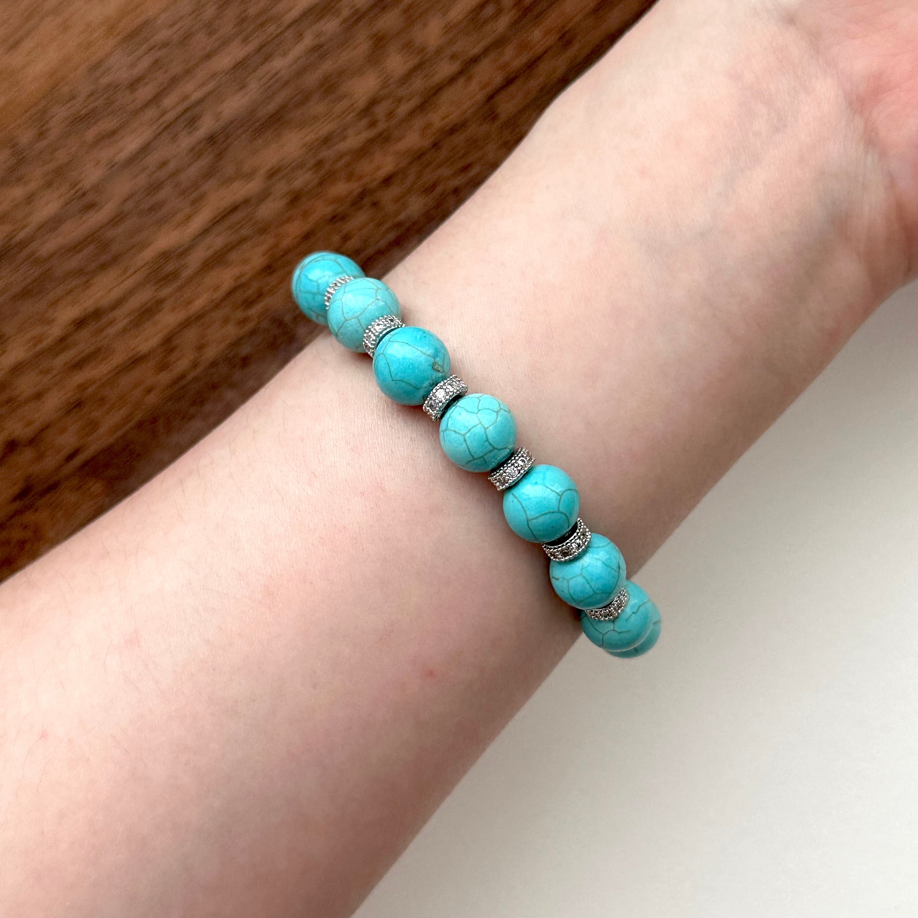 BS176 [Sagittarius Capricorn | December Birthday] Blue Turquoise Classic Silver-plated Bracelet