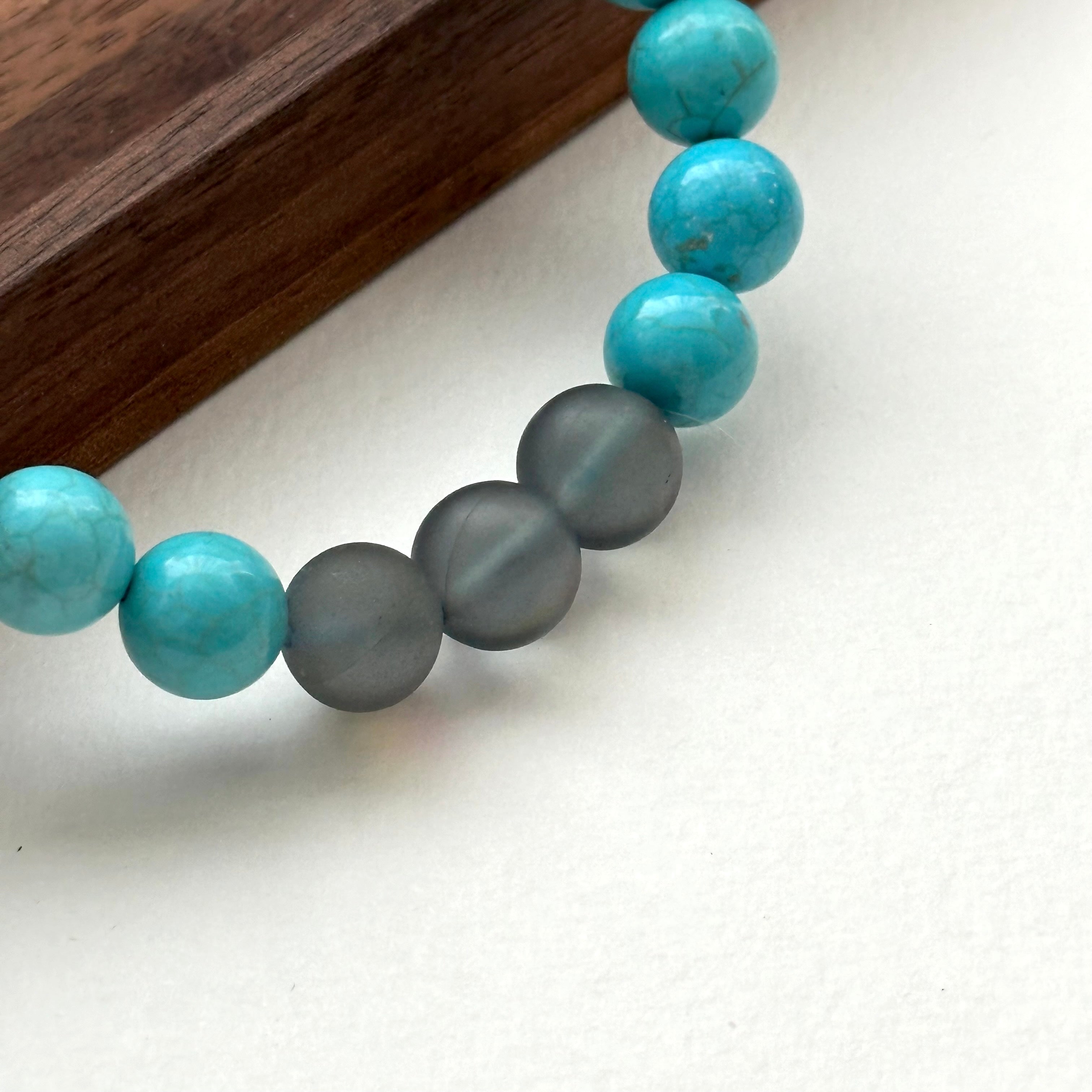 BS178 [Sagittarius Capricorn | December Birthday] Blue Pine Lime Blue Light Glass Bracelet