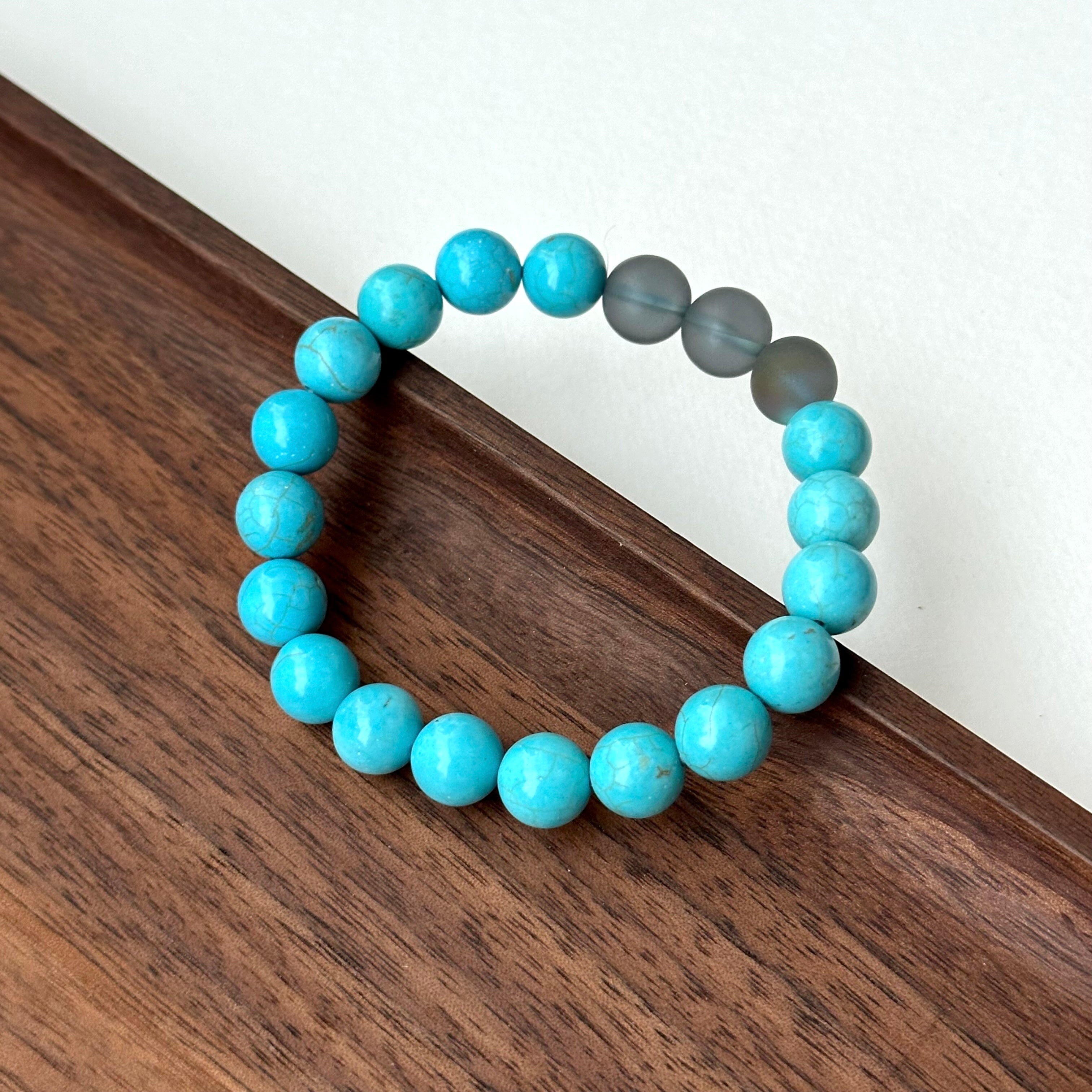 BS178 [Sagittarius Capricorn | December Birthday] Blue Pine Lime Blue Light Glass Bracelet