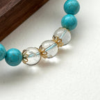 BS181 [Sagittarius Capricorn | December Birthday] Blue Turquoise White Crystal Flower Gold-plated Bracelet