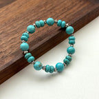 BS182 [Sagittarius Capricorn | December Birthday] Blue Turquoise Vintage Silver-plated Bracelet