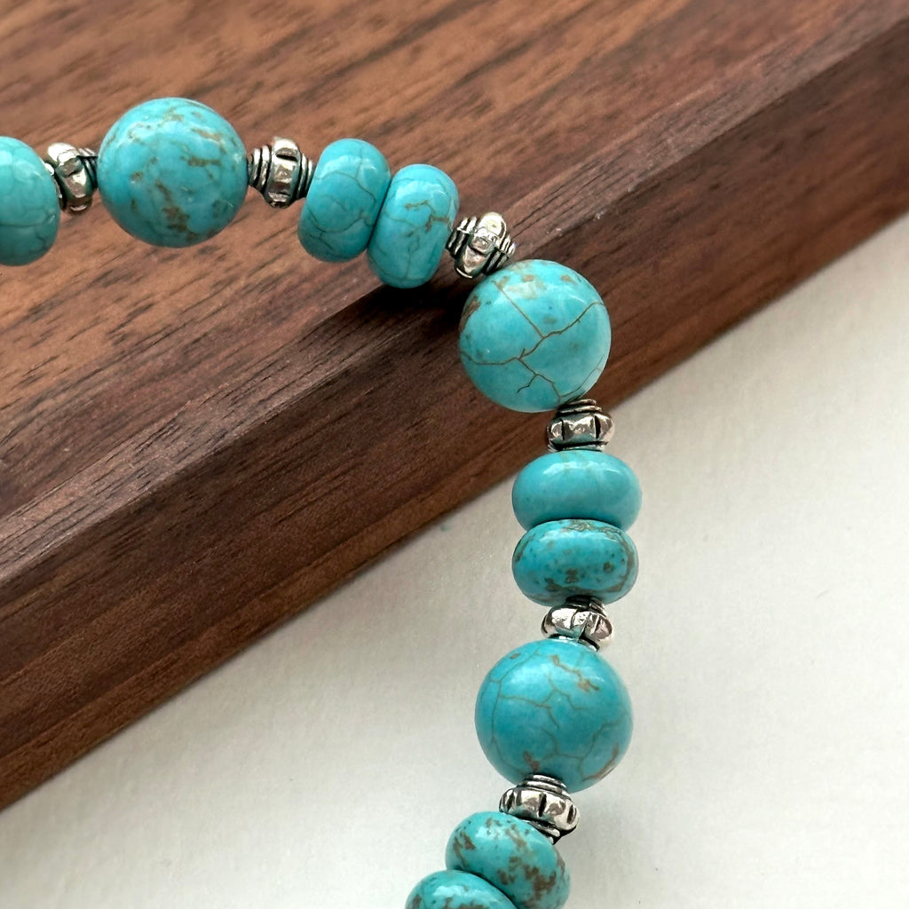 BS182 [Sagittarius Capricorn | December Birthday] Blue Turquoise Vintage Silver-plated Bracelet