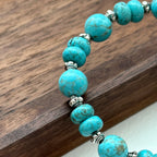 BS182 [Sagittarius Capricorn | December Birthday] Blue Turquoise Vintage Silver-plated Bracelet