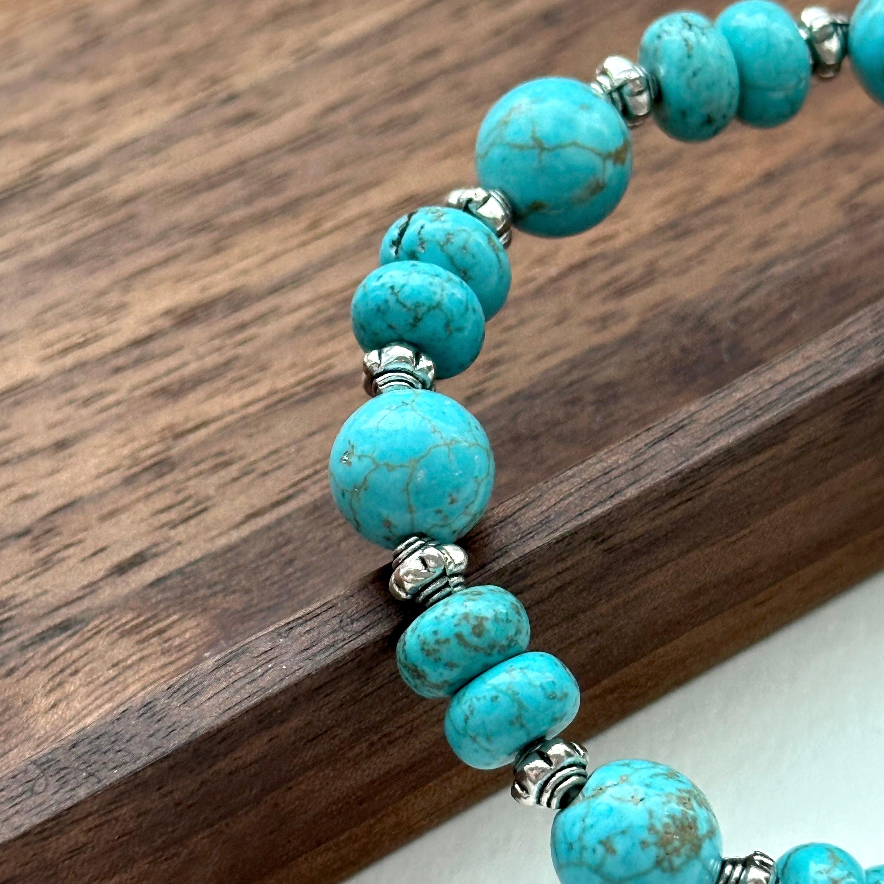 BS182 [Sagittarius Capricorn | December Birthday] Blue Turquoise Vintage Silver-plated Bracelet