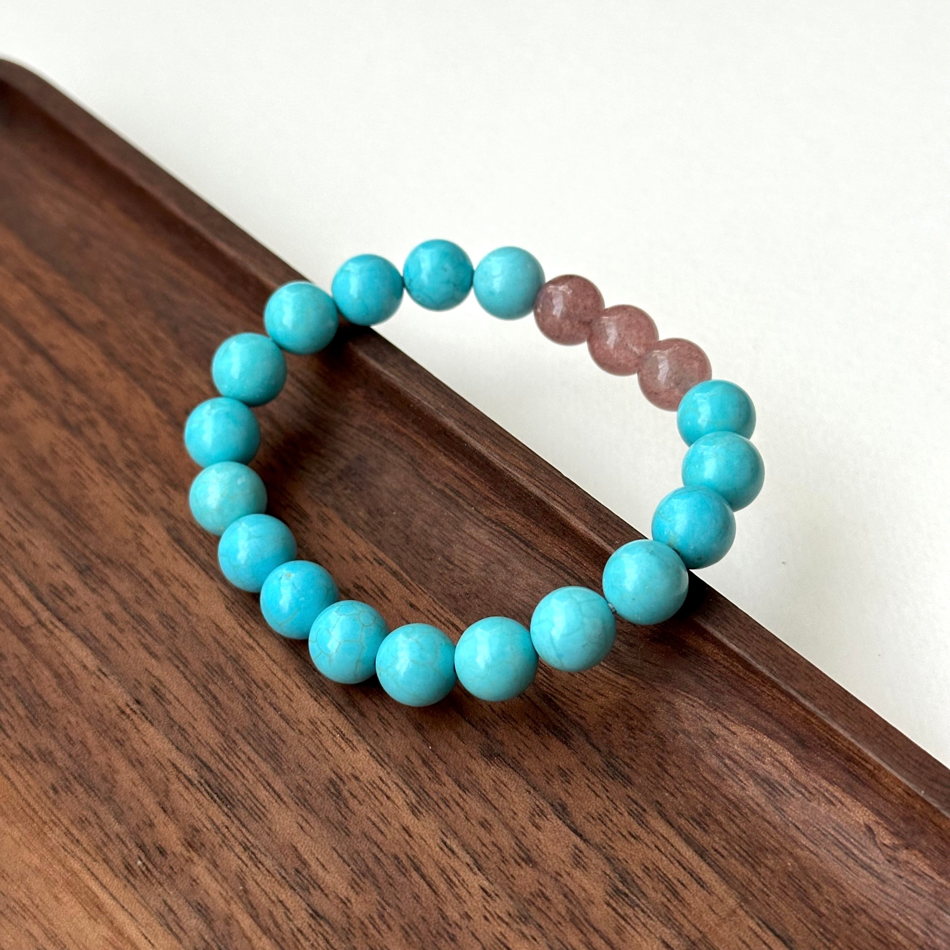 BS183 [Sagittarius Capricorn | December Birthday] Blue Turquoise Strawberry Crystal Silver-plated Bracelet