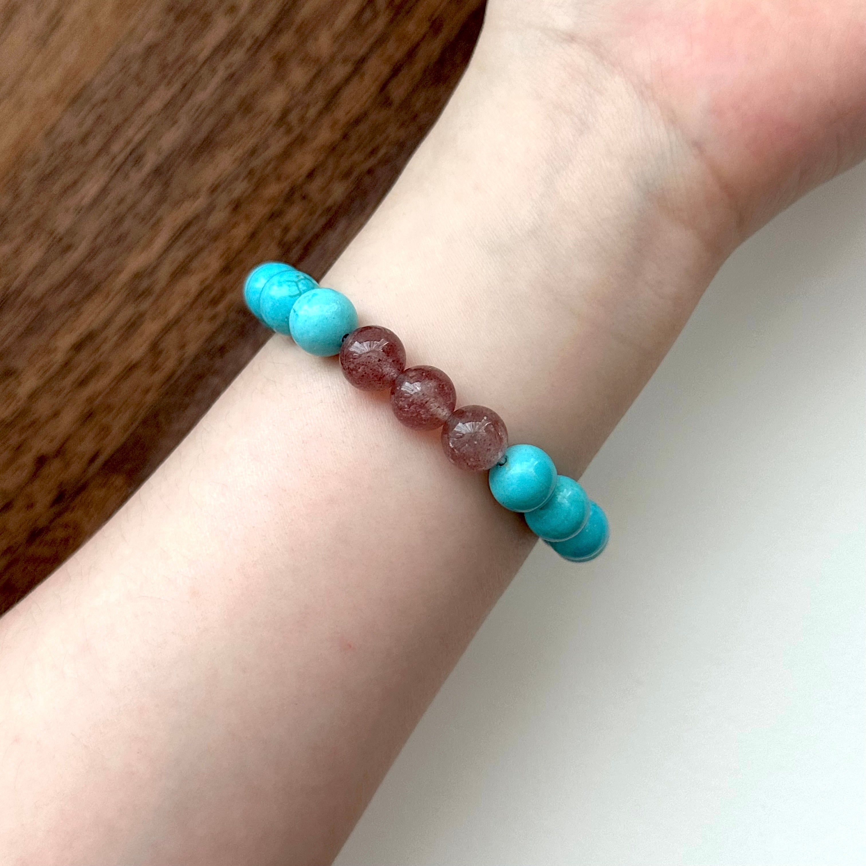 BS183 [Sagittarius Capricorn | December Birthday] Blue Turquoise Strawberry Crystal Silver-plated Bracelet