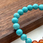 BS184 [Sagittarius Capricorn | December Birthday] Blue Turquoise Red Agate Silver Plated Bracelet