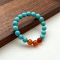 BS184 [Sagittarius Capricorn | December Birthday] Blue Turquoise Red Agate Silver Plated Bracelet