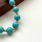 BS185 [Sagittarius Capricorn | December Birthday] Blue Turquoise Ball Gold-plated Bracelet