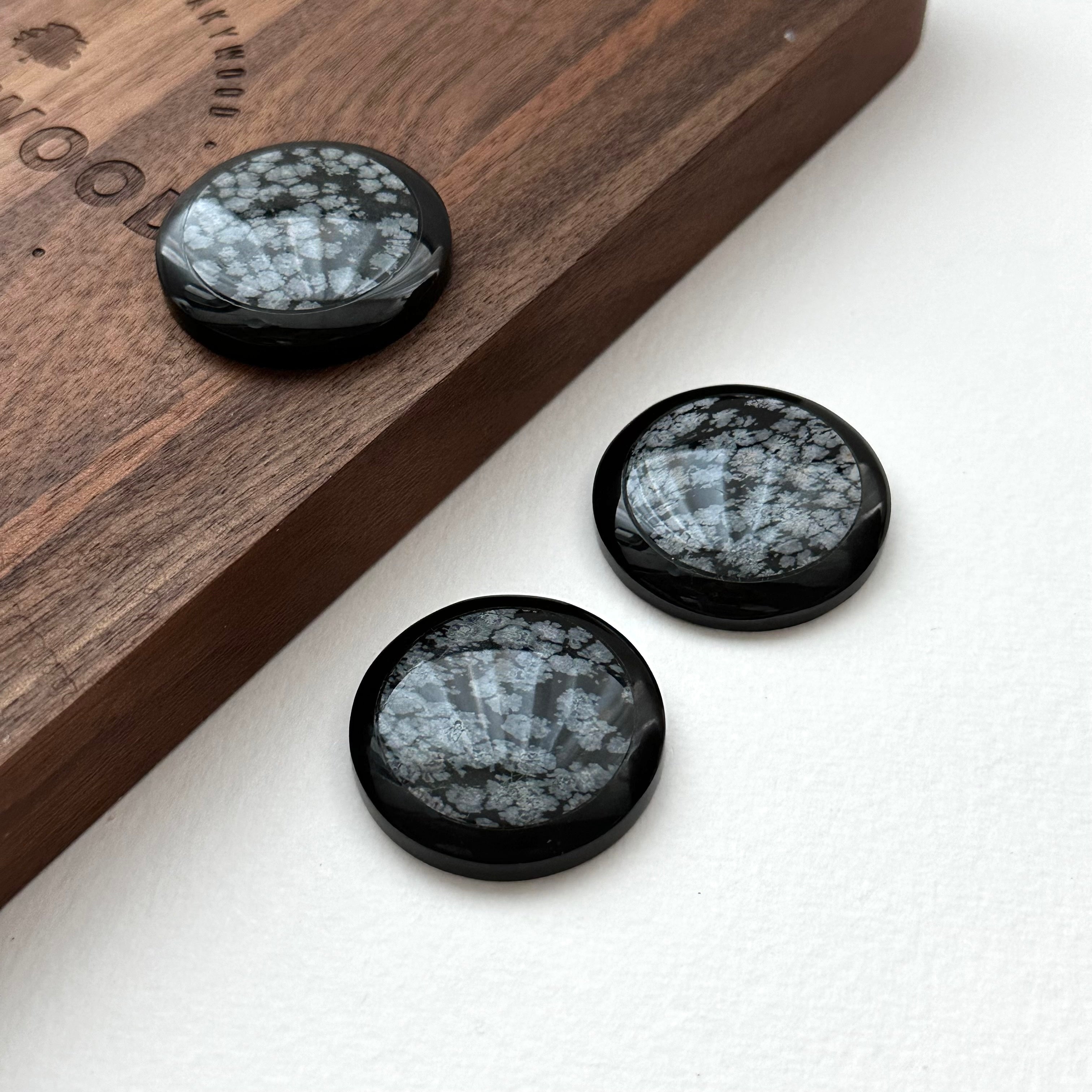 TS10【射手摩羯座|12月】圓塊雪花黑曜石黑碧石