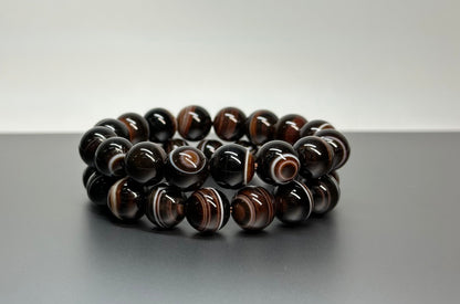 B26 縞瑪瑙 • 黑白手鏈手串  Black and White Sardonyx Bracelet