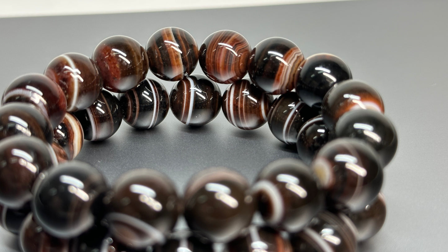 B26 縞瑪瑙 • 黑白手鏈手串  Black and White Sardonyx Bracelet