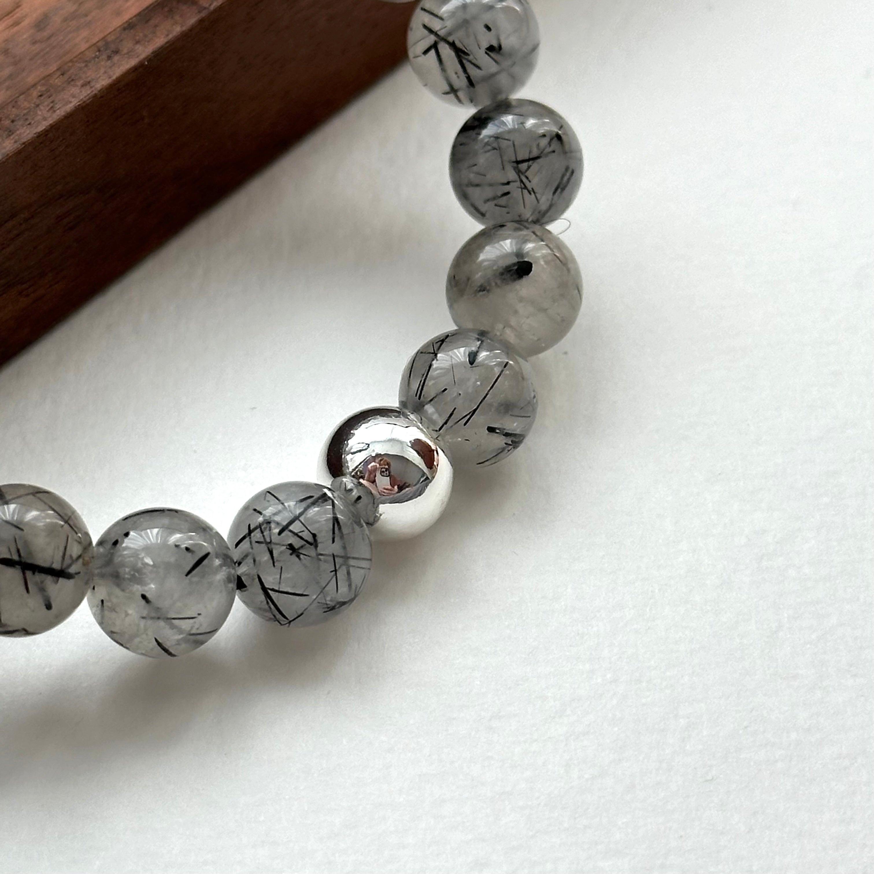 BS186 [War away evil spirits, turn away bad luck and protect against villains] Black Rutilated Quartz Bracelet