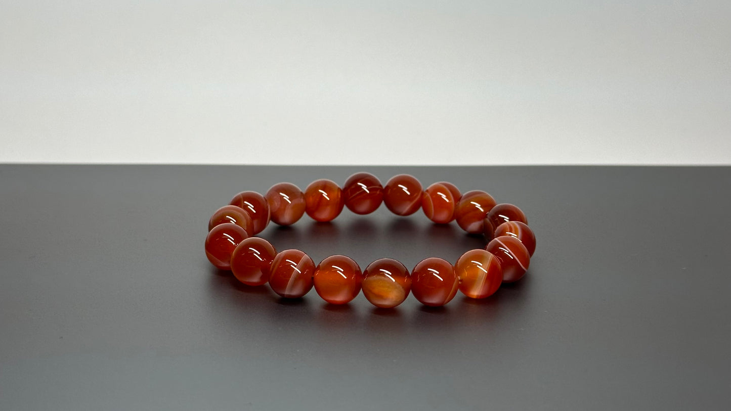 B24 縞瑪瑙 • 紅白 手鏈手串 Red and White Sardonyx Bracelet