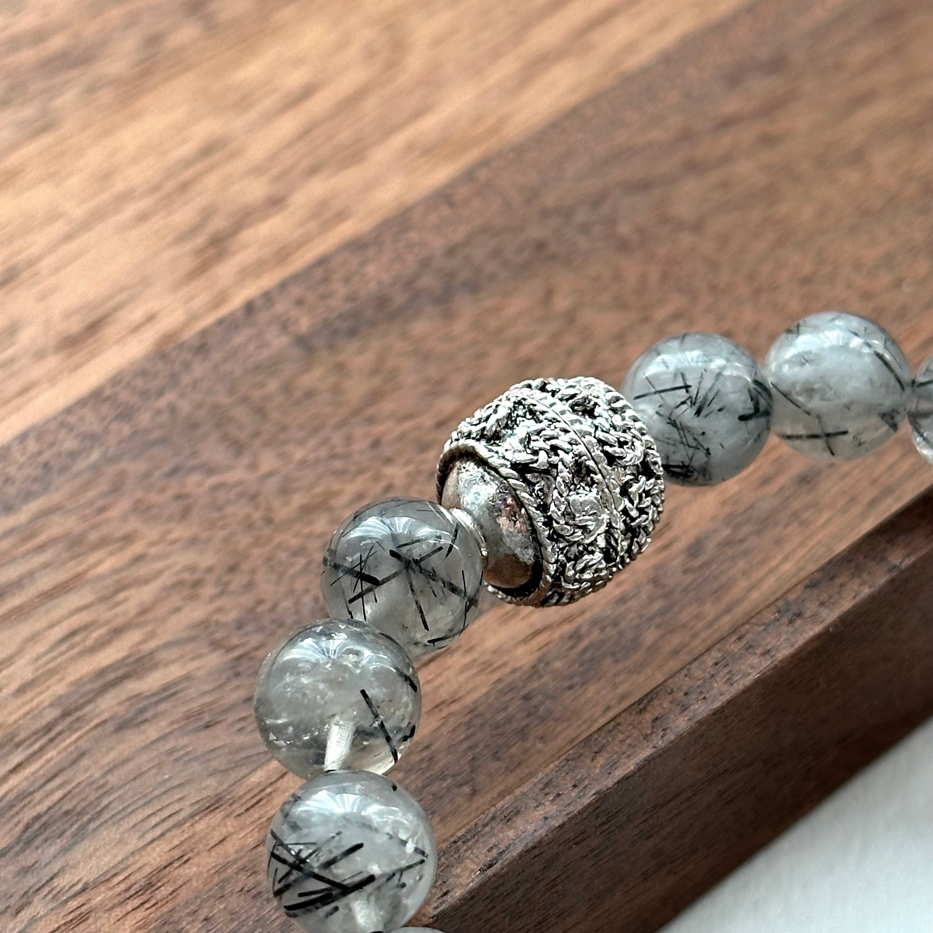 BS186 [War away evil spirits, turn away bad luck and protect against villains] Black Rutilated Quartz Bracelet