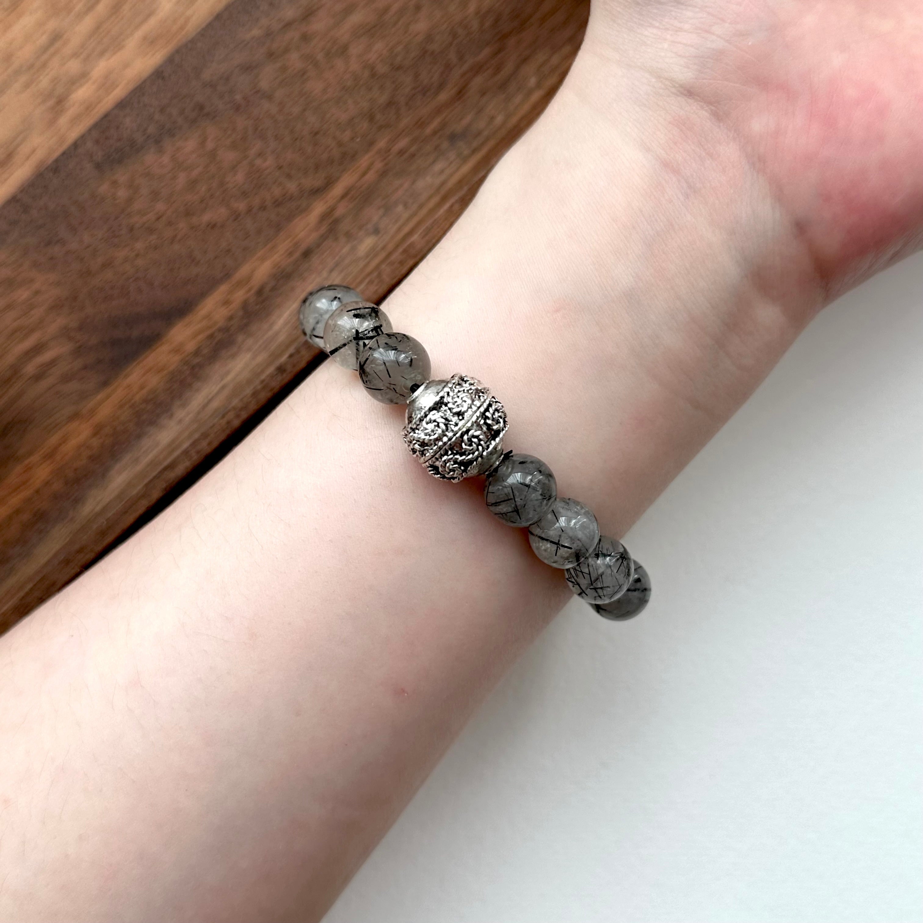 BS186 [War away evil spirits, turn away bad luck and protect against villains] Black Rutilated Quartz Bracelet