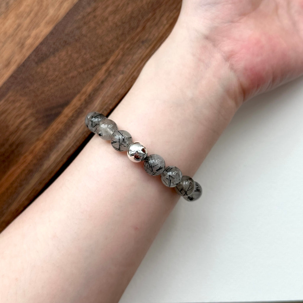 BS186 [War away evil spirits, turn away bad luck and protect against villains] Black Rutilated Quartz Bracelet