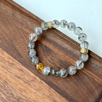 BS188 【天蠍射手座|11月】黑髮晶黃水晶鍍金手鏈手串