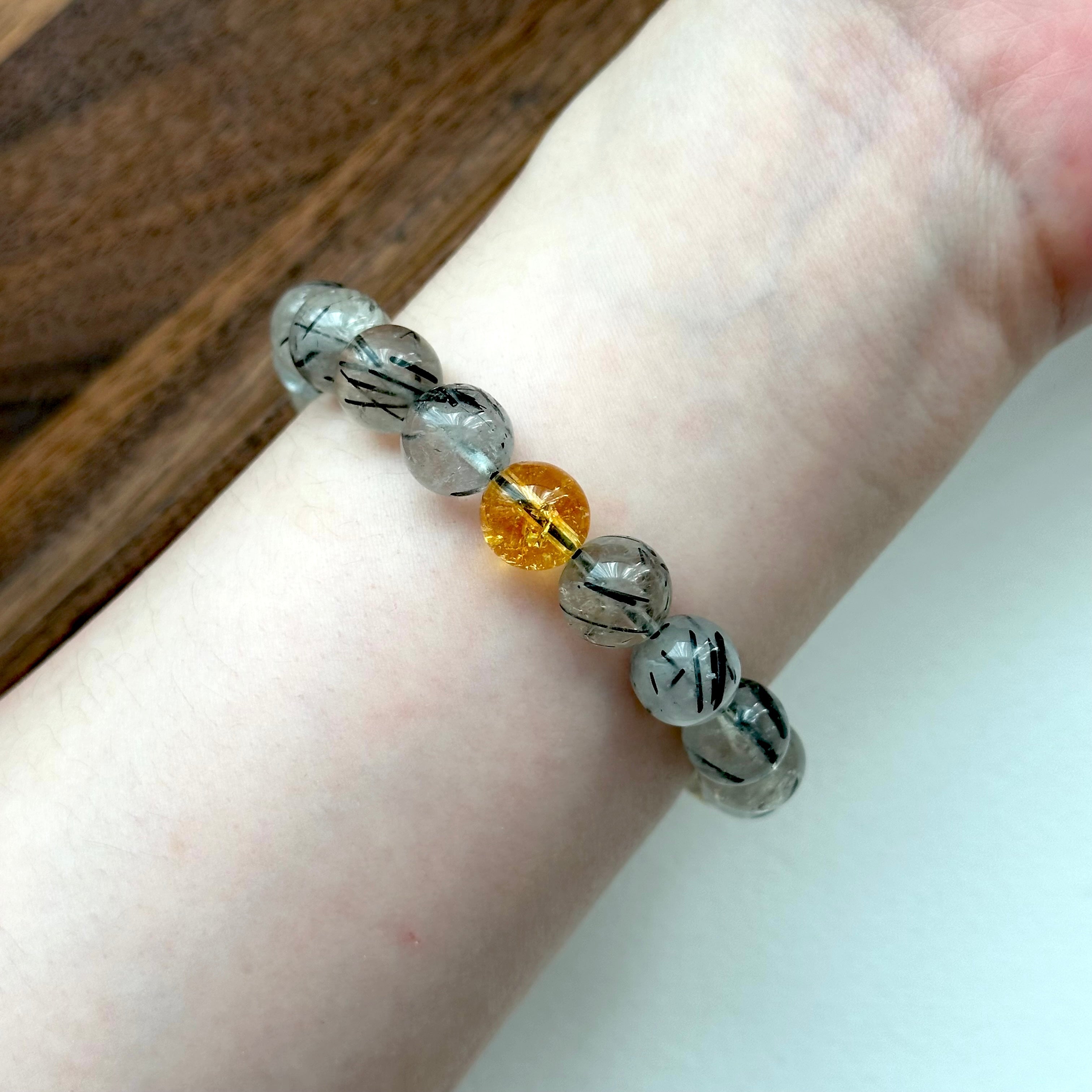 BS188 【天蠍射手座|11月】黑髮晶黃水晶鍍金手鏈手串