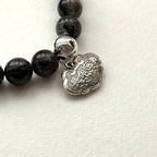 BS189 [Scorpio Sagittarius | November] Black Rutilated Quartz Peace Lock Silver-plated Bracelet