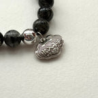 BS189 [Scorpio Sagittarius | November] Black Rutilated Quartz Peace Lock Silver-plated Bracelet