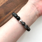 BS189 [Scorpio Sagittarius | November] Black Rutilated Quartz Peace Lock Silver-plated Bracelet