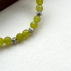 BS190 [Harmonious Balance] Green Stone Vintage Silver-plated Bracelet