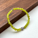 BS192 [Abundant Life] Green Stone Fish Retro Silver-plated Bracelet