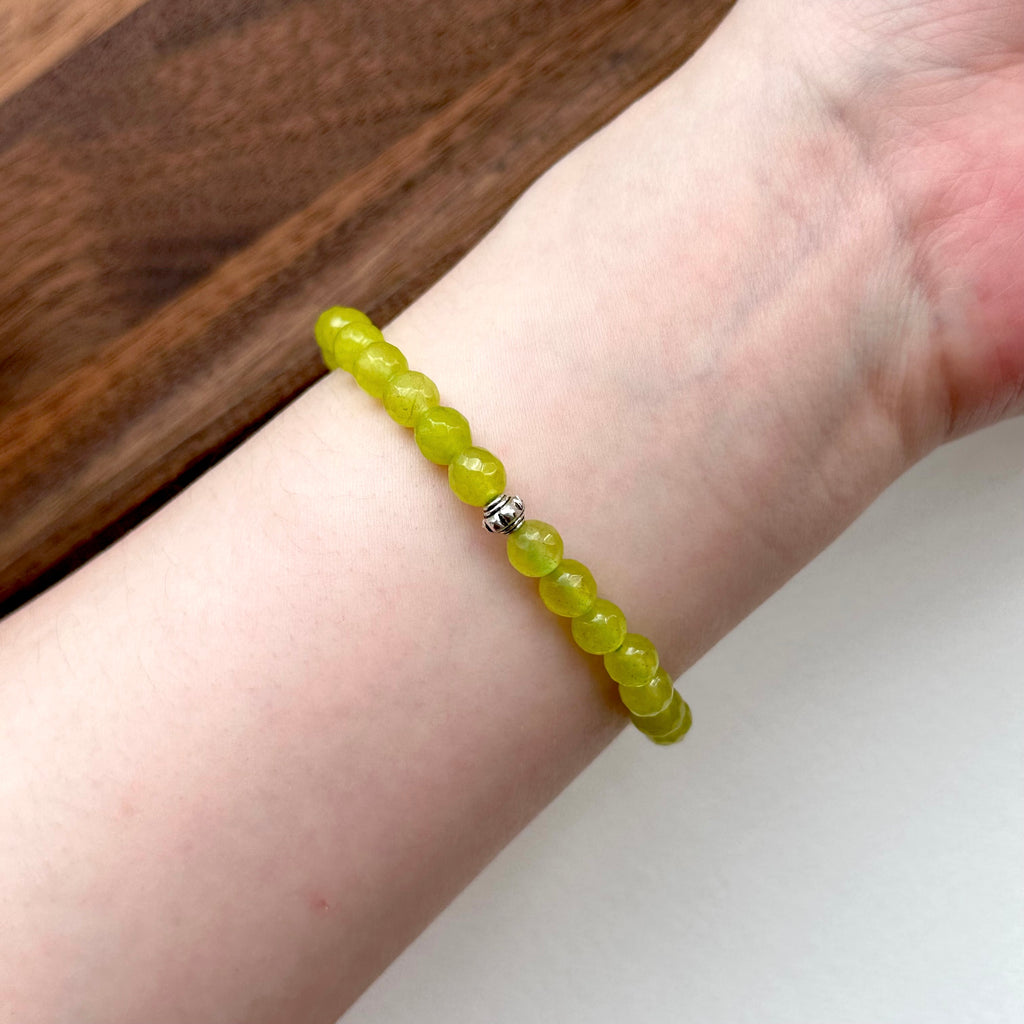 BS192 [Abundant Life] Green Stone Fish Retro Silver-plated Bracelet