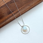 N35【天秤天蠍座|10月】蛋白石橫紋球鍍銀頸鏈項鏈