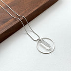 N37 [Aries Taurus | April] White crystal hexagonal column silver-plated necklace