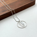 N37 [Aries Taurus | April] White crystal hexagonal column silver-plated necklace