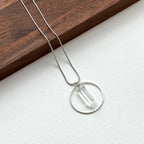 N37 [Aries Taurus | April] White crystal hexagonal column silver-plated necklace