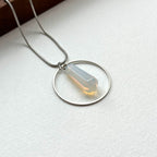 N36 [Libra Scorpio | October] Opal Hexagonal Column Silver-plated Necklace