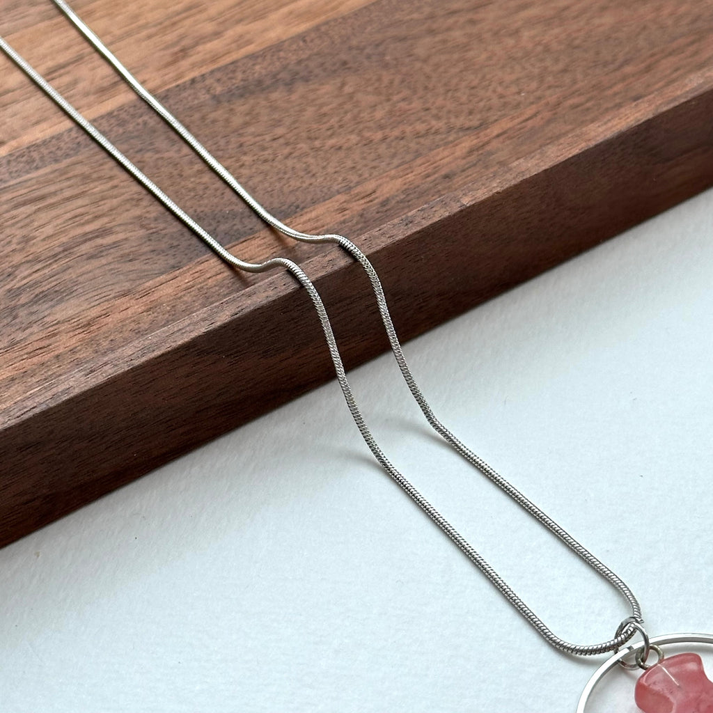 N38 [Lucky Glass] Watermelon Red Cross Puzzle Round Silver-plated Necklace