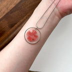 N38 [Lucky Glass] Watermelon Red Cross Puzzle Round Silver-plated Necklace