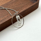 N37 [Aries Taurus | April] White crystal hexagonal column silver-plated necklace