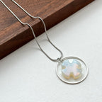 N39【天秤天蠍座|10月】蛋白石十字拼圖鍍銀頸鏈項鏈