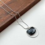 N40 [Sagittarius Capricorn | December] Snowflake Obsidian Silver-plated Necklace