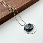 N40 [Sagittarius Capricorn | December] Snowflake Obsidian Silver-plated Necklace