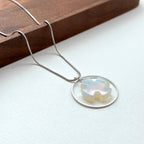 N39【天秤天蠍座|10月】蛋白石十字拼圖鍍銀頸鏈項鏈