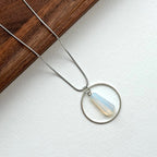 N36 [Libra Scorpio | October] Opal Hexagonal Column Silver-plated Necklace